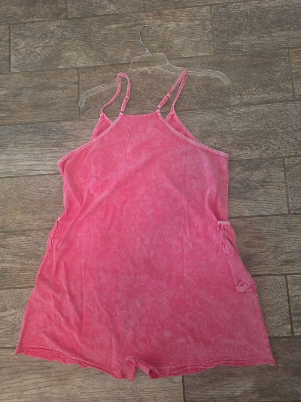 Zenana Hot Pink Harem Style Loose Shortalls Romper L GUC Cotton - Picture 3 of 10